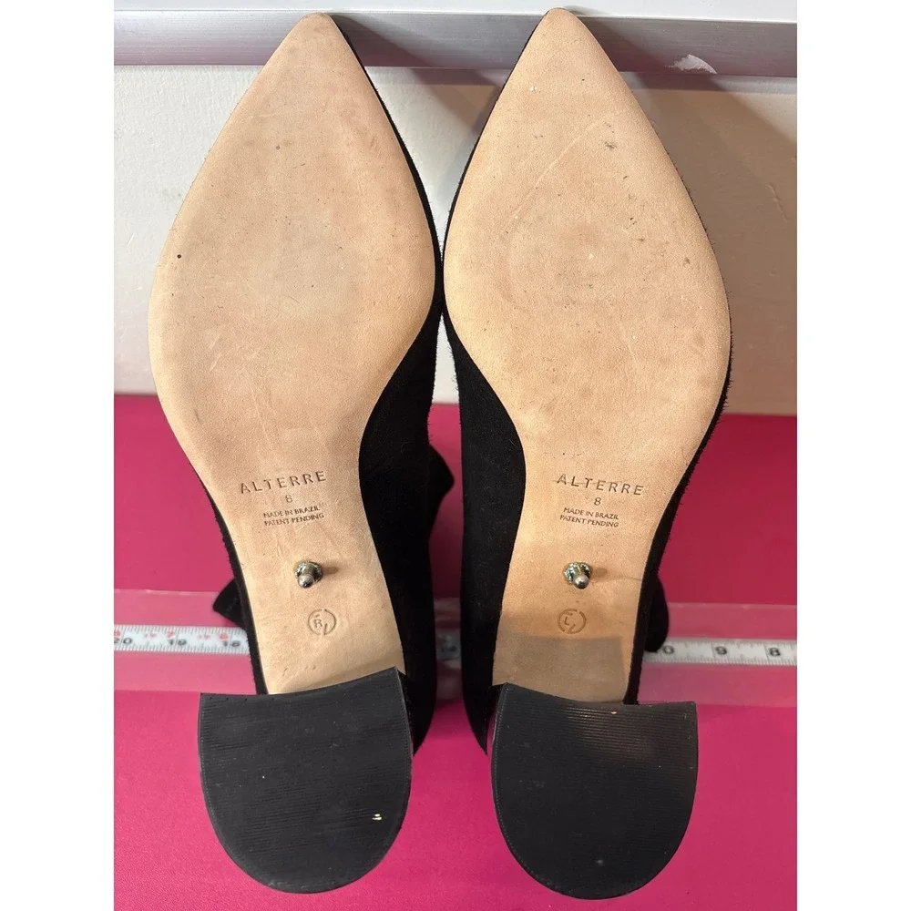 ALTERRE Womens Black Suede Pointed Toe Block Heel Sock Booties Size 8‎